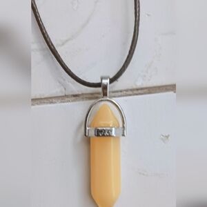 1x Necklace Chakra Crystal Natural Healing Point Gemstone Pendant - Topaz Orange